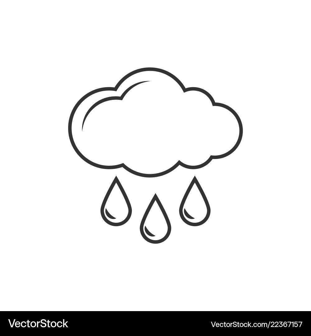 Cloud with rain outline icon Royalty Free Vector Image