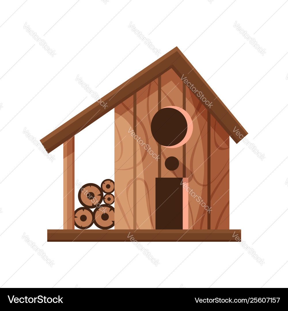 Holz handgefertigtes Vogelhaus isoliert auf weiß Holz handgefertigtes Vogelhaus isoliert auf weiß vektorbild