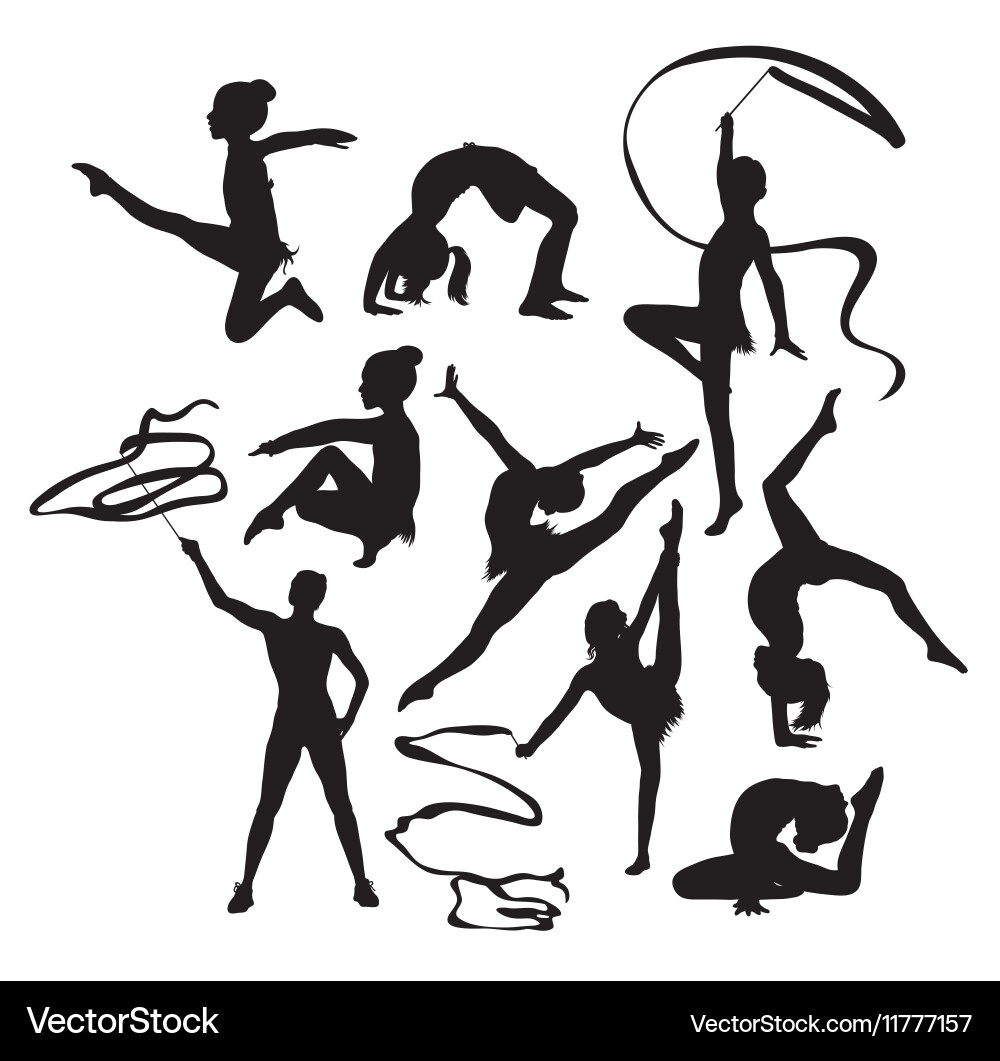 Kids Gymnastics Silhouettes vector image