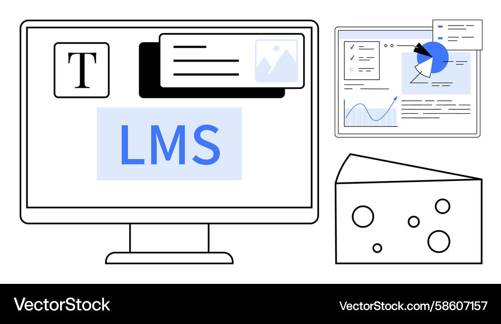 Learning management system display with analytics Learning management system display with analytics Vector Image