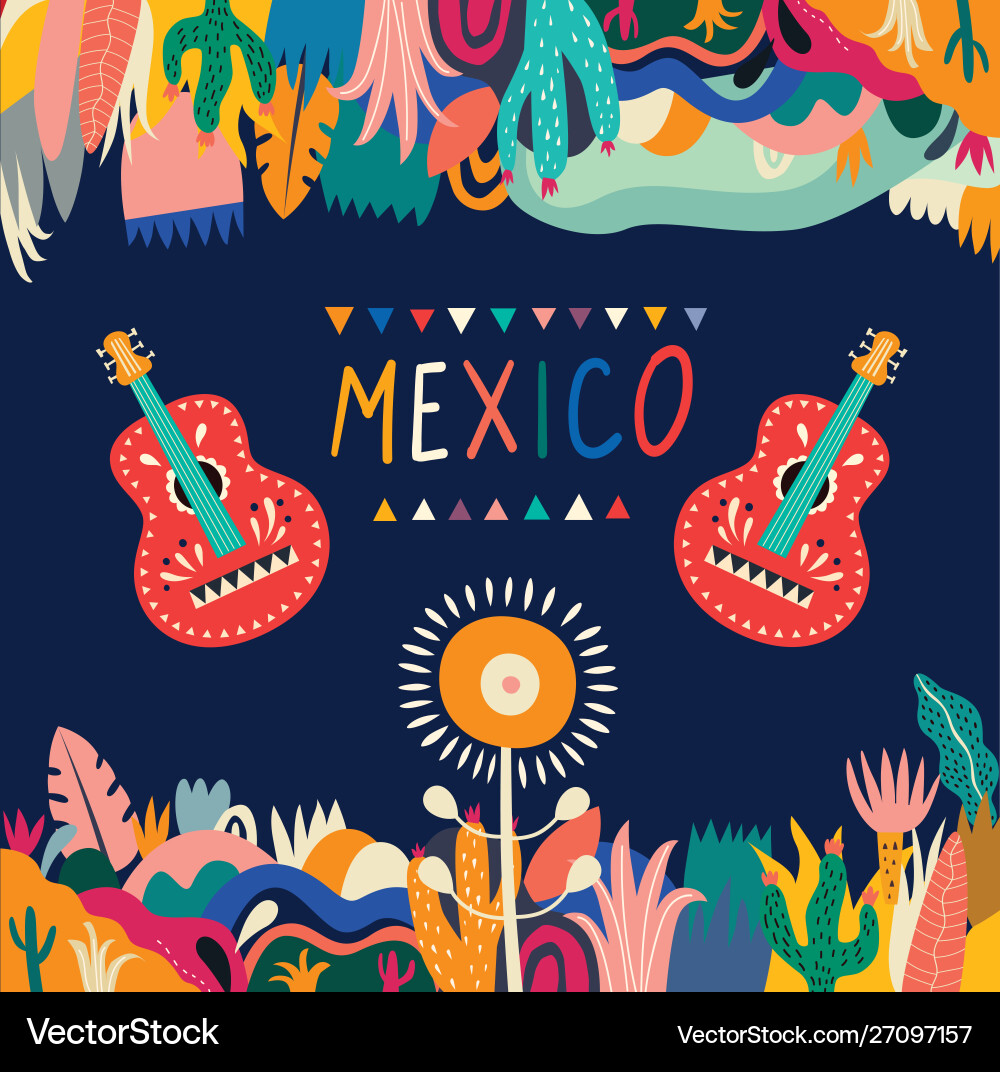 Mexican guitars Mexican guitars vector image
