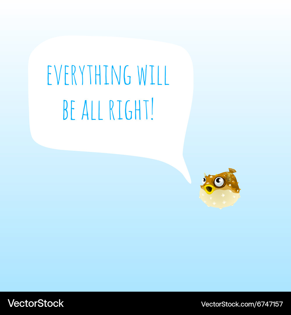 Postcard with single fish and it text of wish Vector Image