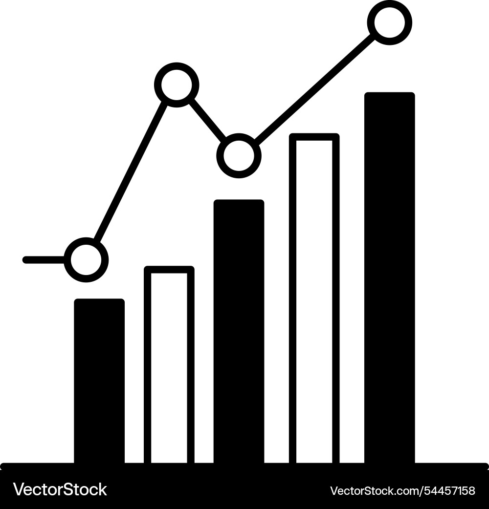 A graph with black and white bars showing A graph with black and white bars showing vector image