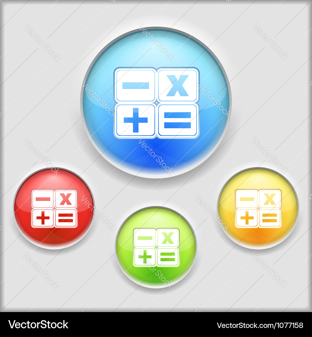 Calculator Icon - Shiny Button vector image