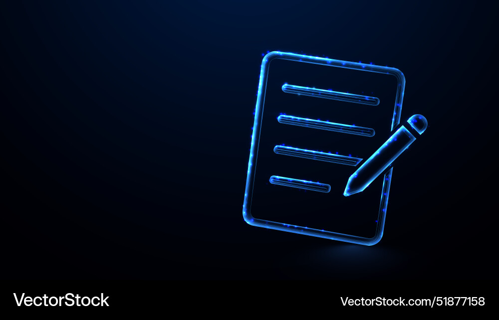 Checklist icon glowing wireframe linear line Checklist icon glowing wireframe linear line vector image