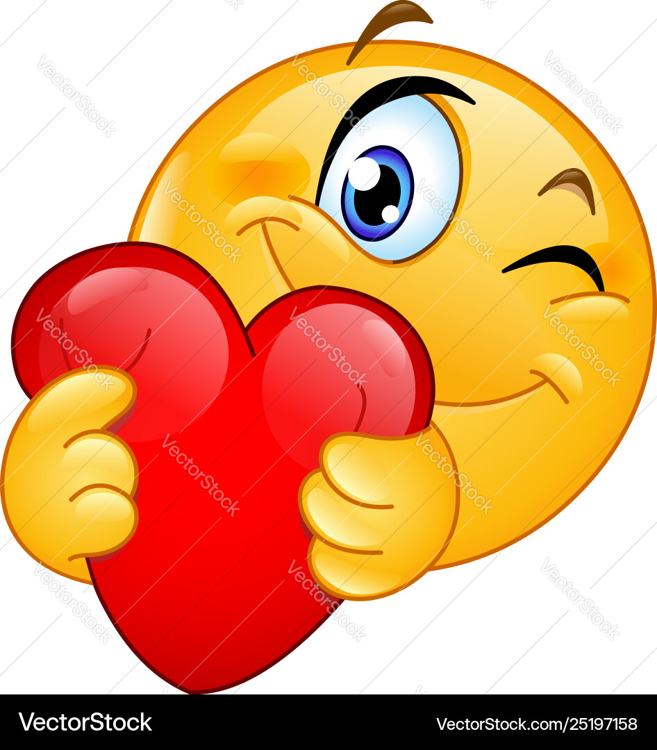 Emoticon hugging heart vector image