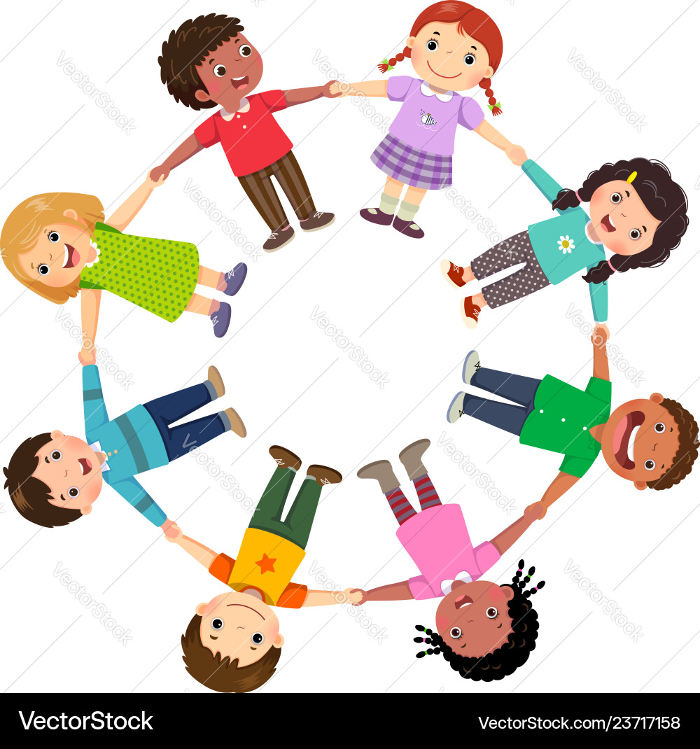 Group of kids holding hands in a circle Group of kids holding hands in a circle vector image