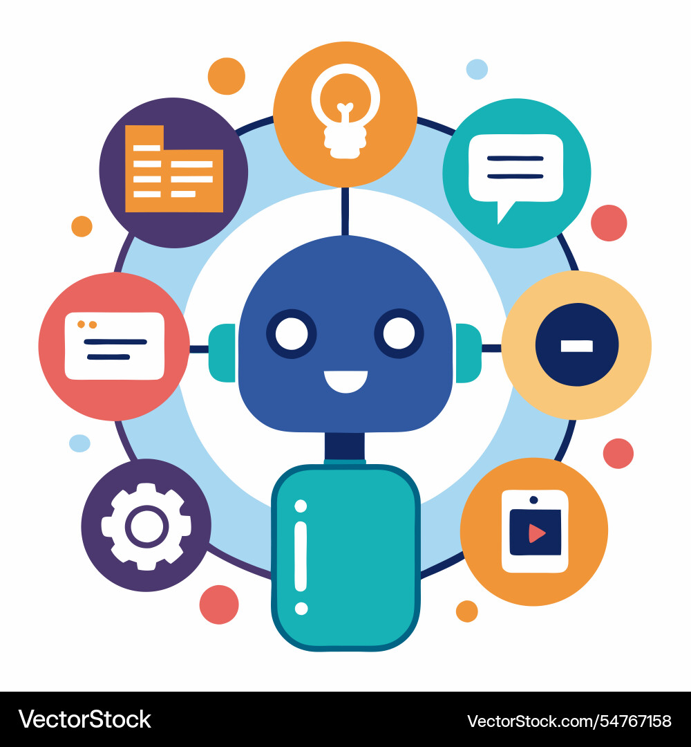 Icons of chatbots machine learning and automation vector image