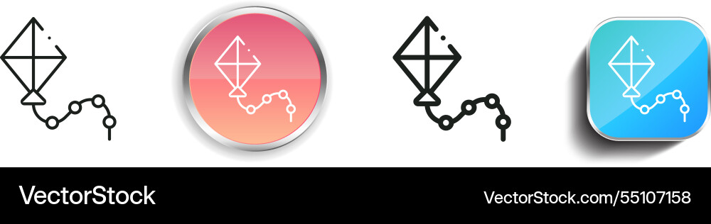 Kite icon thin linear regular and button style vector image