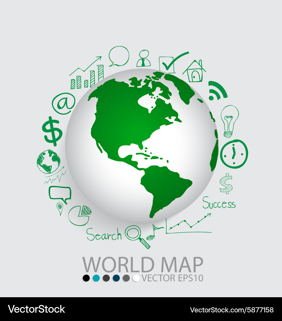 Modern globe with application icon template Vector Image