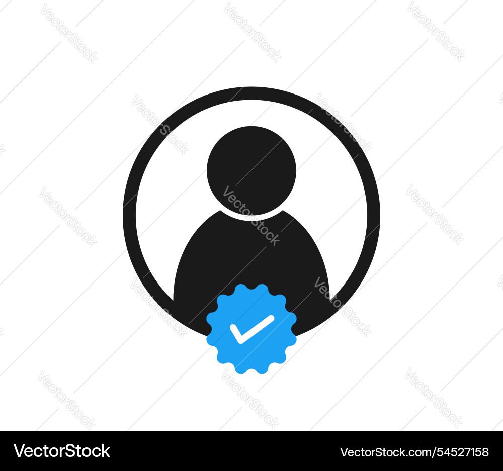 Profile with verification check mark icon Profile with verification check mark icon vector image