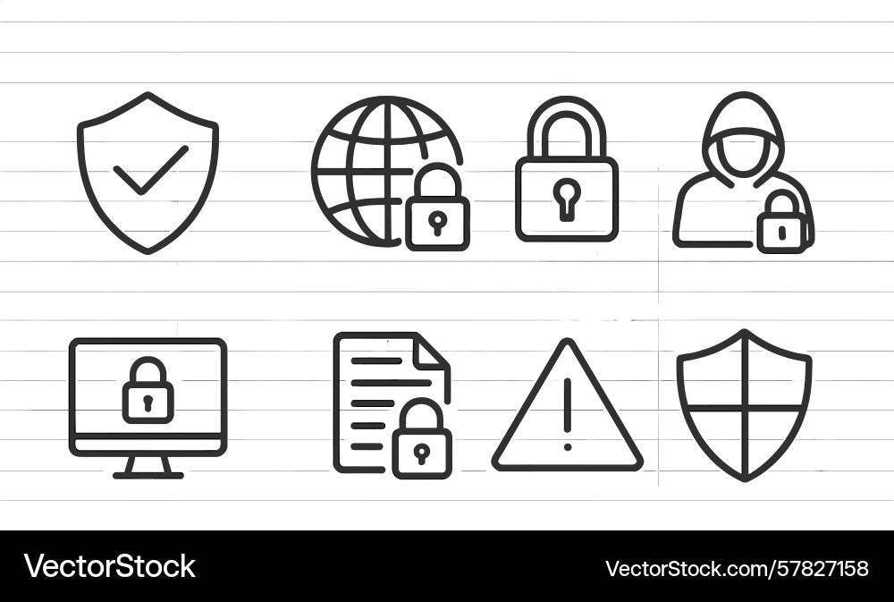 Set of web icons representing security features Set of web icons representing security features vector image