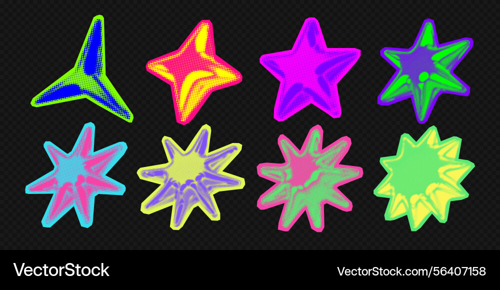 Y2k 3d punk neon colors light chrome halftone Vector Image