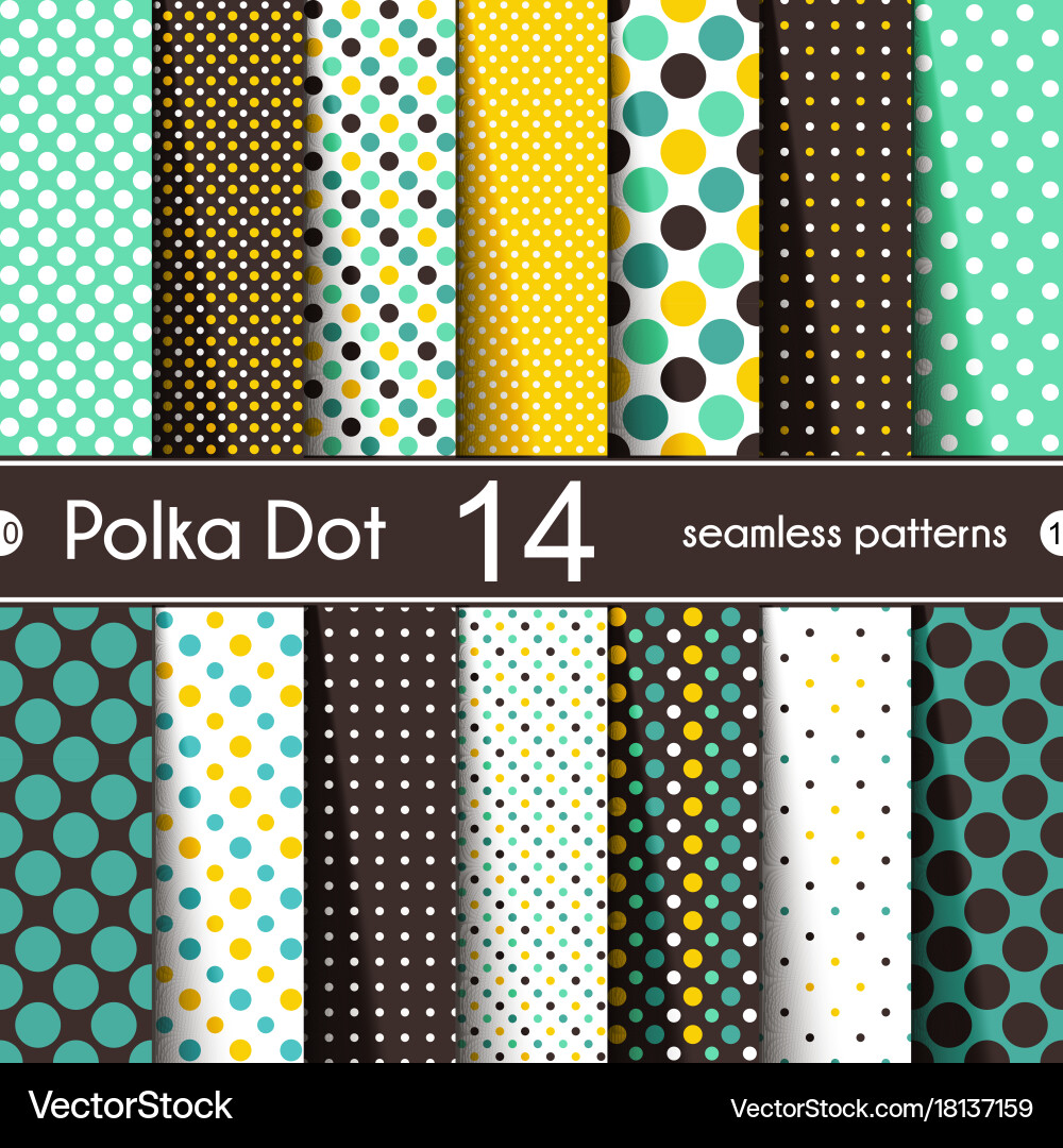 14 different round shape seamless patterns vector image
