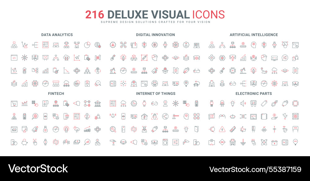 AI & IoT Data Analytics Icons Vector Image