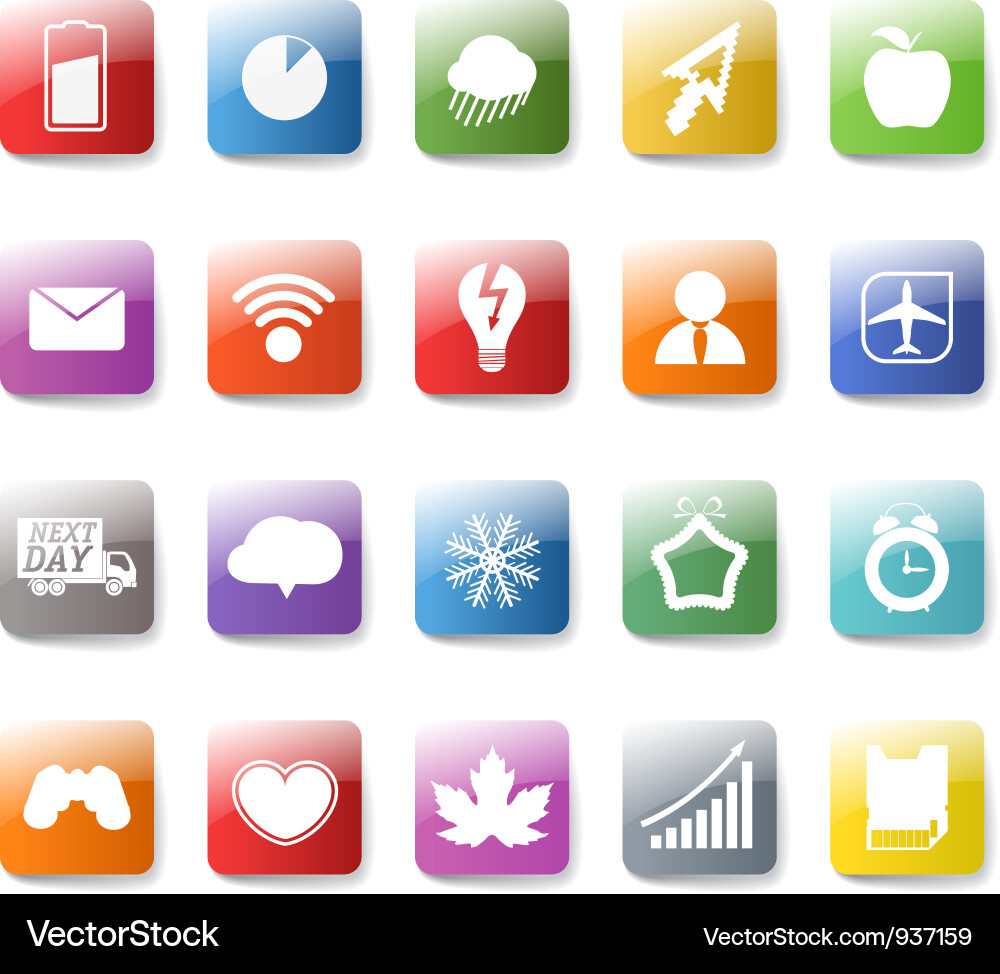 App Icon Collection Background Vector Image
