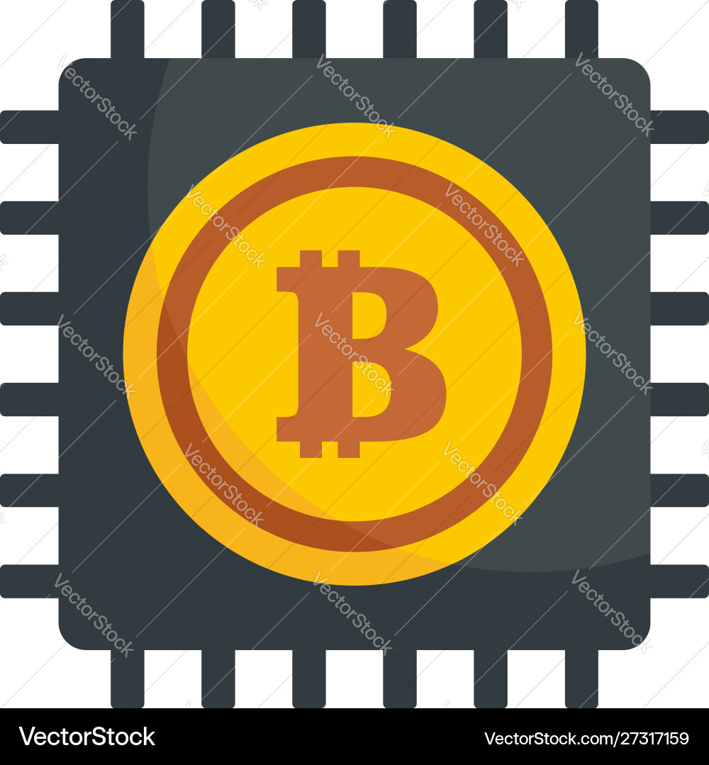 Bitcoin processor icon flat style Vector Image