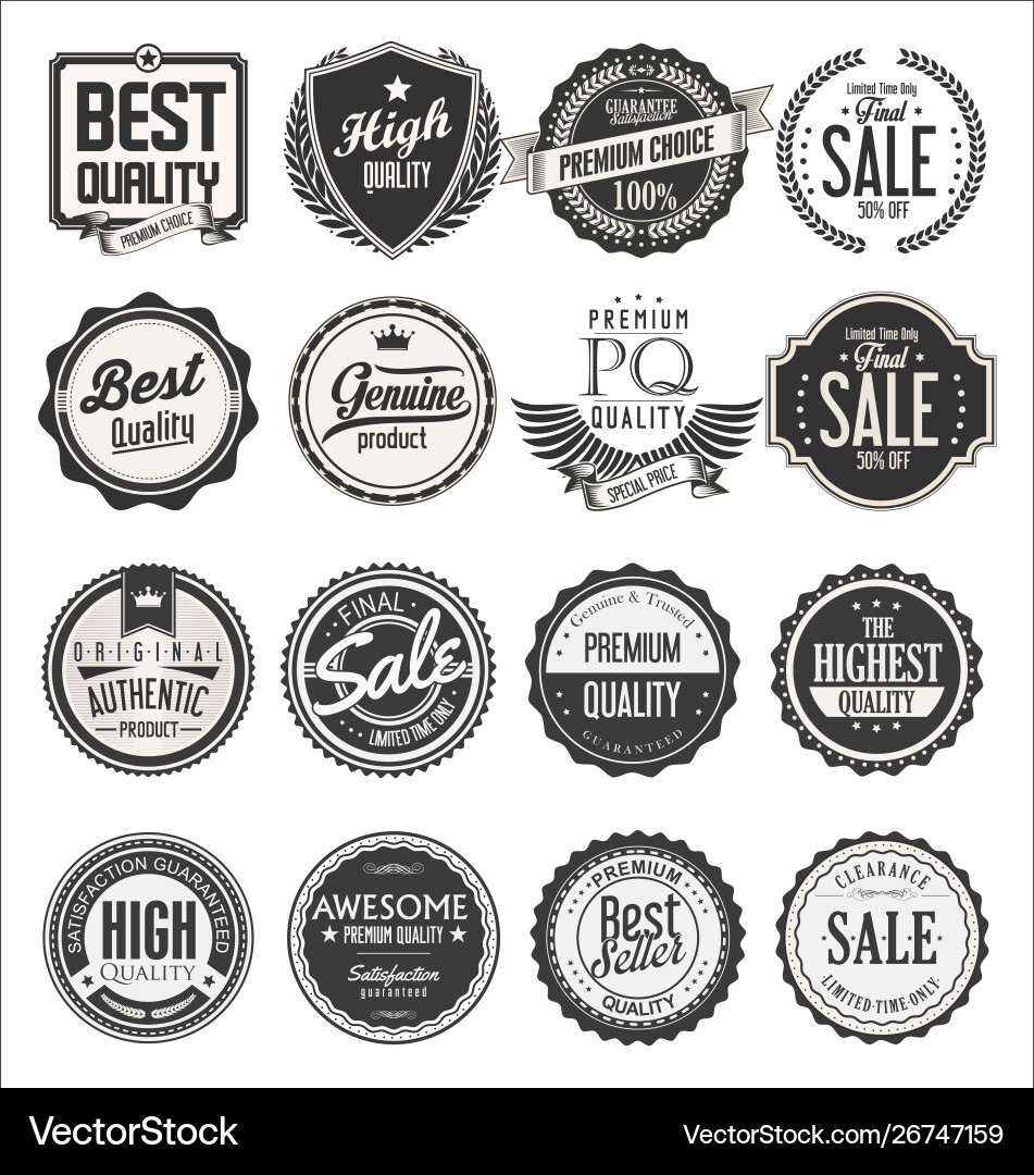 Collection retro vintage badges and labels 7 vector image