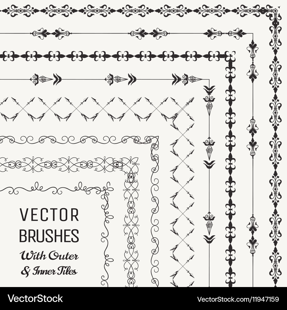 Elegant Tile Border Collection Royalty Free Vector Image