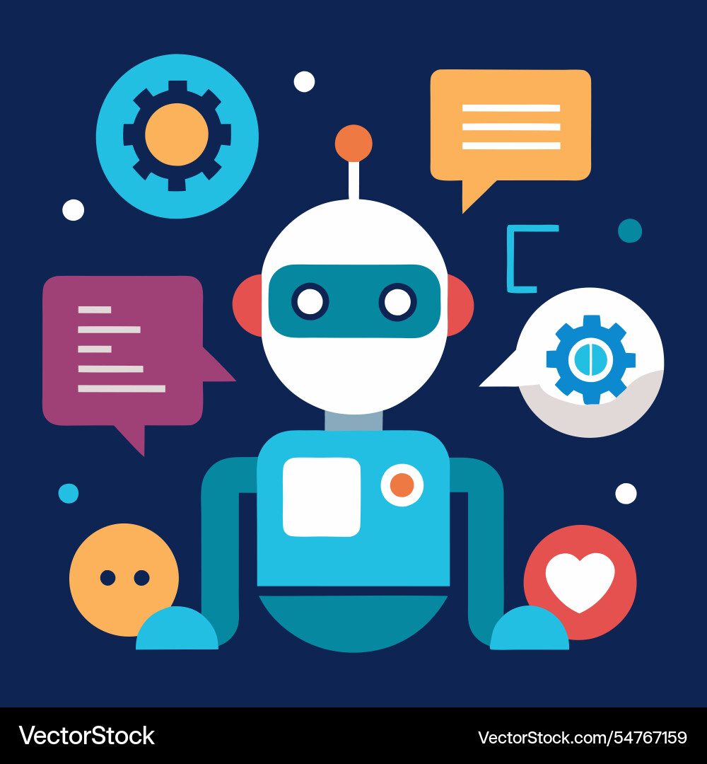 Icons of chatbots machine learning and automation vector image