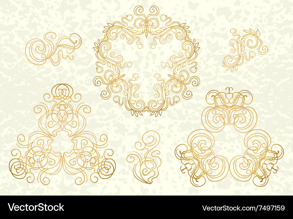 Ornate frames and scroll elements Vector Image
