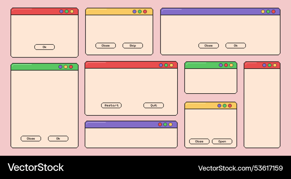 Retro pixel computer screens set Vector Image