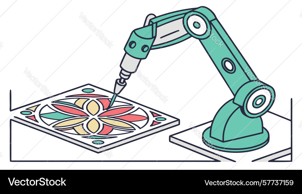 Robotic arm assembling pattern icon vector image