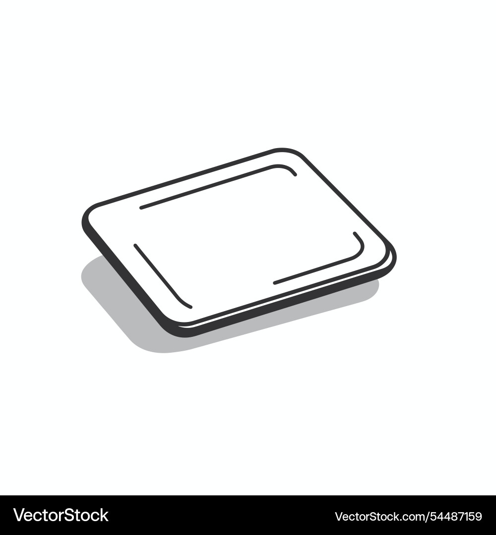 Simple rectangular tray placed on a light surface Simple rectangular tray placed on a light surface vector image