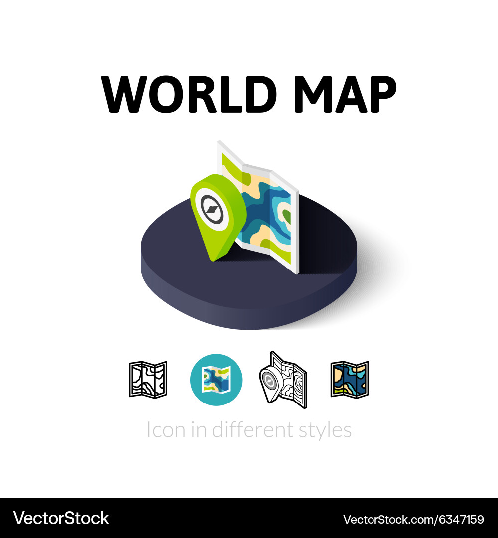 World map icon in different style Vector Image