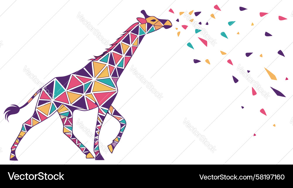 Geometric Exploding Polygon Giraffe Vector Image