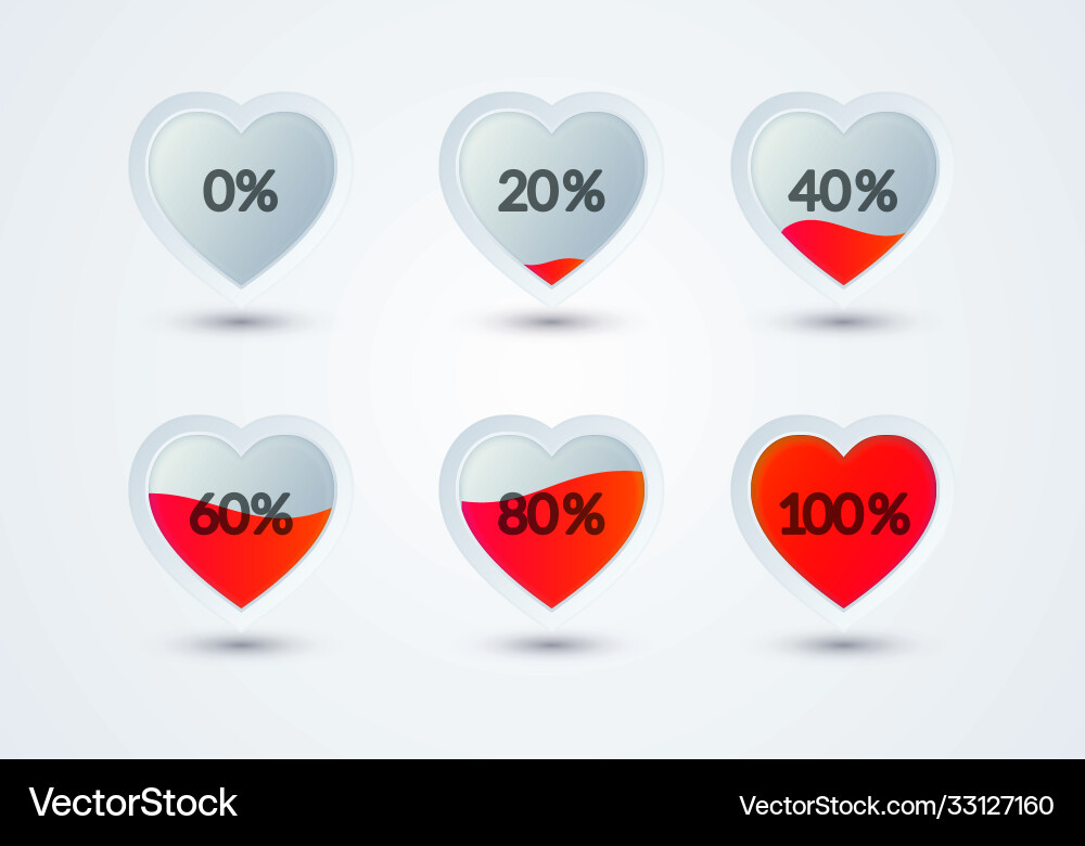 Heart Rating Set - Filled Hearts Vector Image