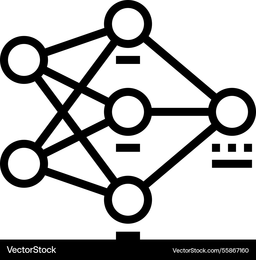 Neural network diagram machine learning line icon Neural network diagram machine learning line icon vector image