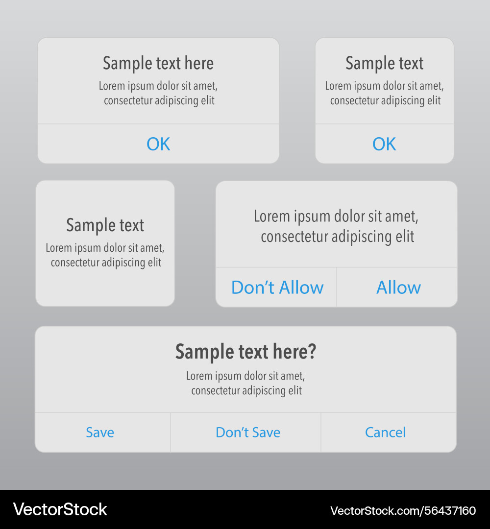 Sample information message set Sample information message set vector image