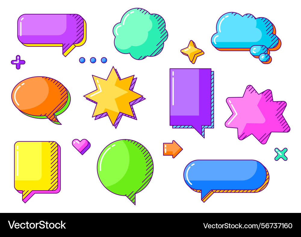 Set of speech bubbles decorative objects Set of speech bubbles decorative objects vector image