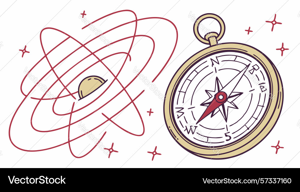 Two compasses in abstract motion field dynamic vector image