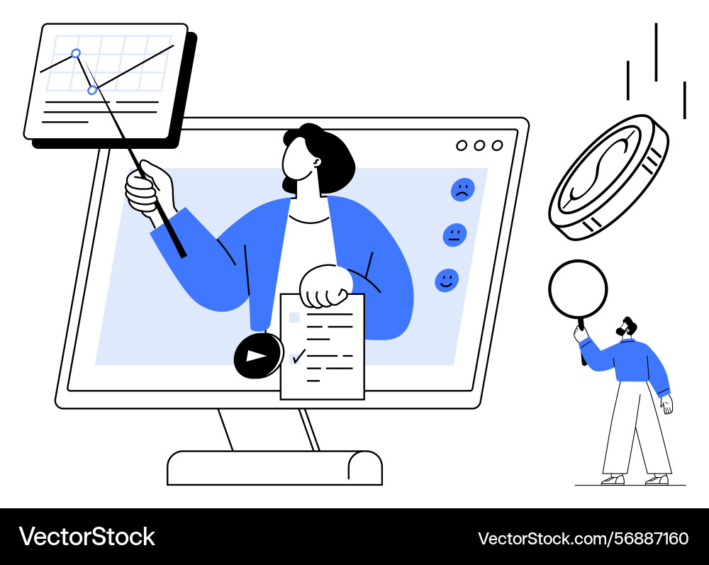 Virtual presentation with analytics display Virtual presentation with analytics display vector image
