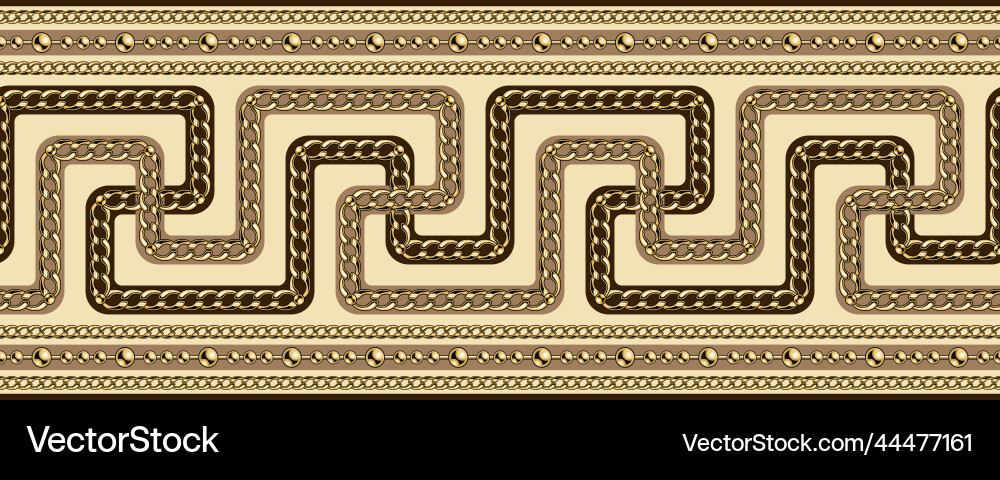 Ancient Greek Border - Gold Chains & Beads Vector Image
