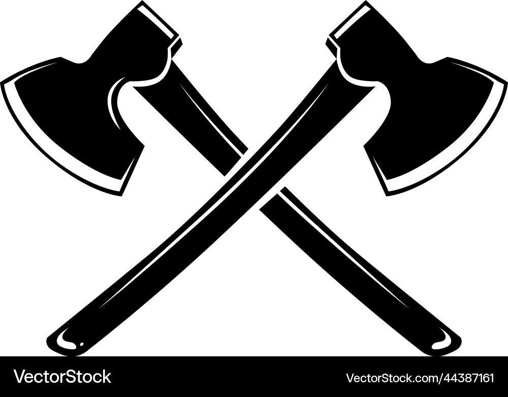 Crossed axes logo lumberjack tool wood industry Crossed axes logo lumberjack tool wood industry vector image