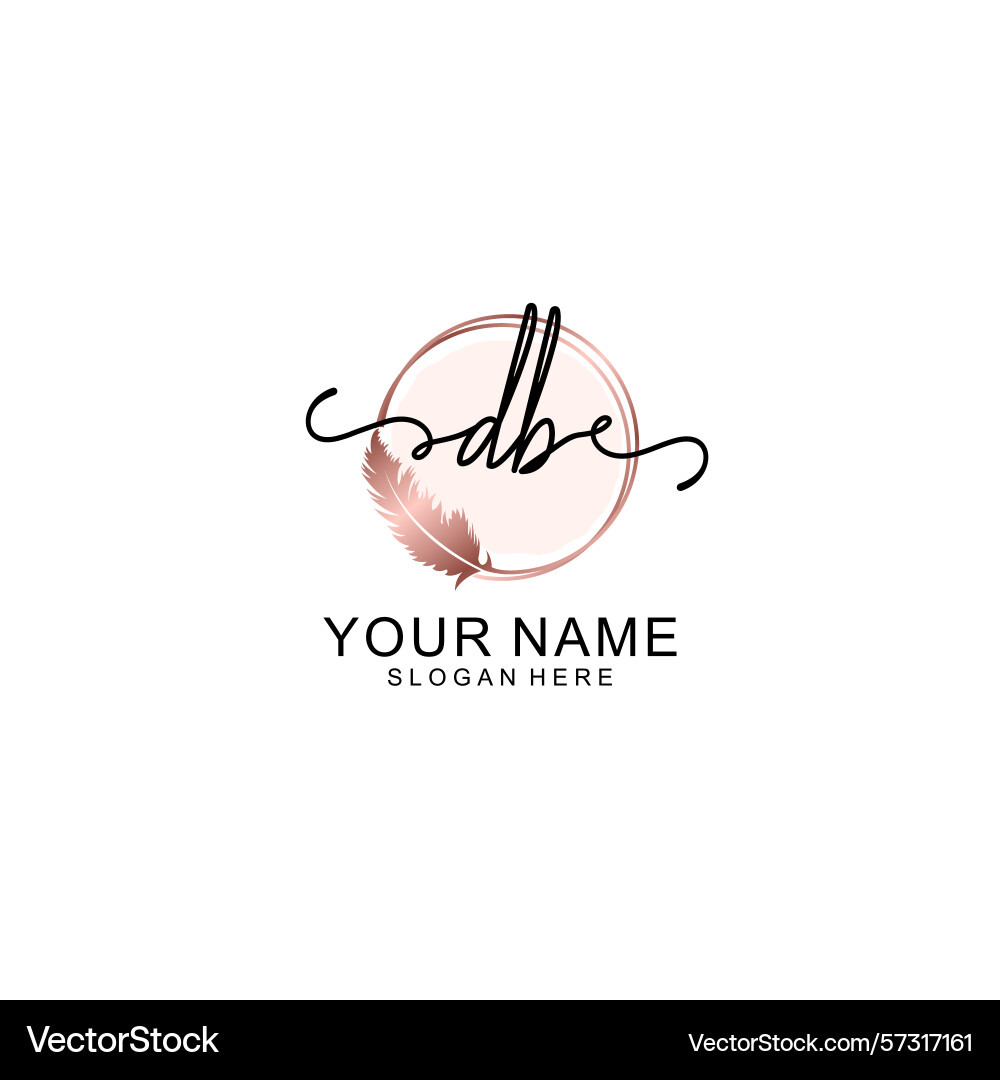 Handwritten db initial logo with circle Handwritten db initial logo with circle Vector Image