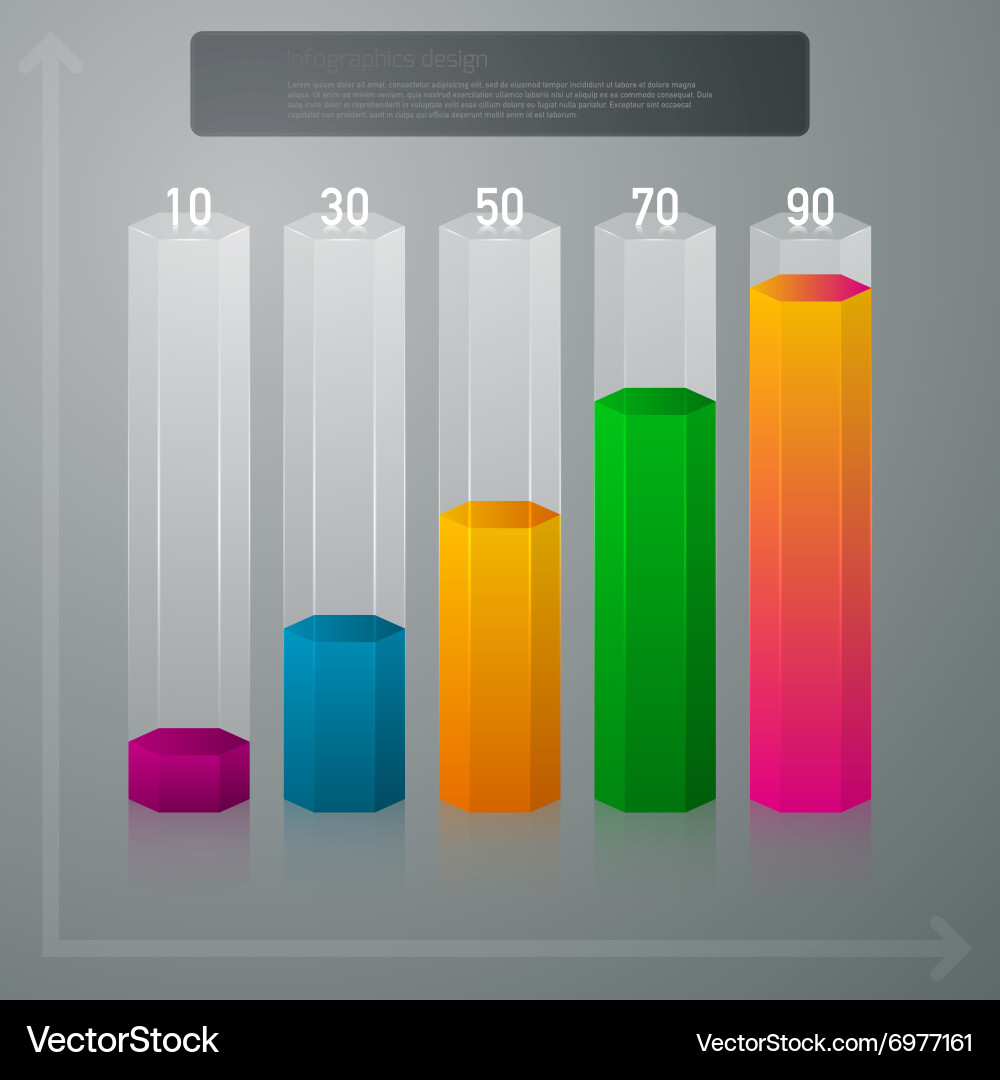 Hexagonal Data Columns - Vertical Charts vector image