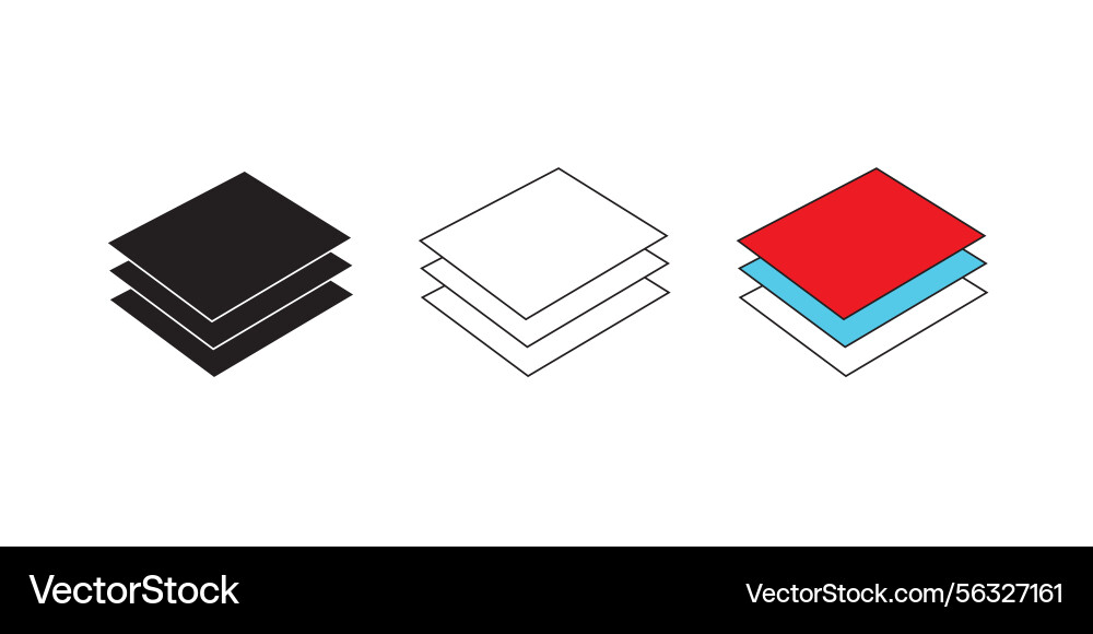 Layers icon set paper line and layer logos Layers icon set paper line and layer logos vector image