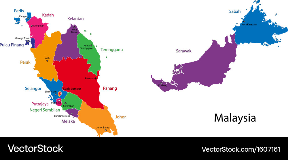 Map of malaysia Royalty Free Vector Image VectorStock