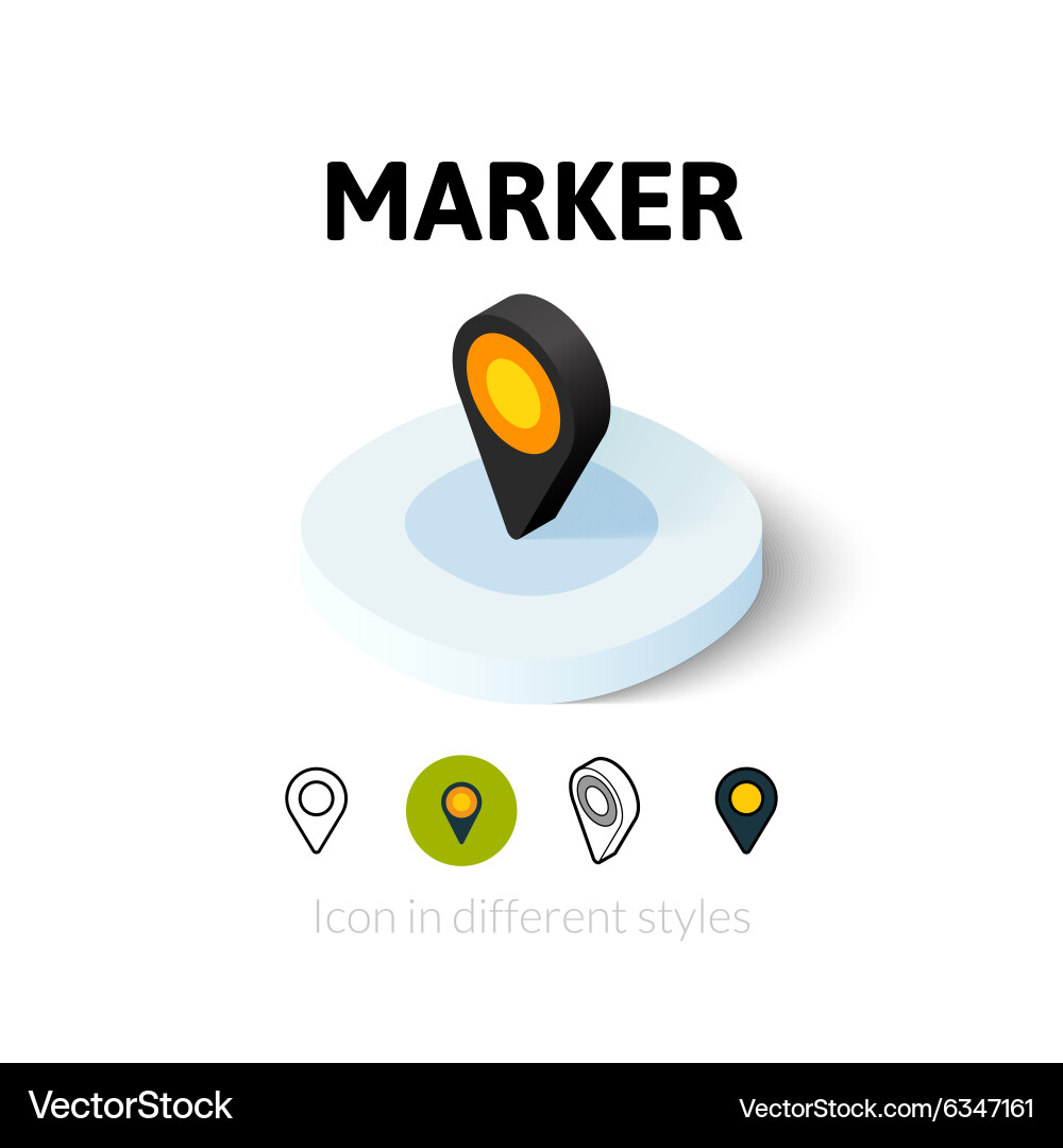 Marker icon in different style vector image