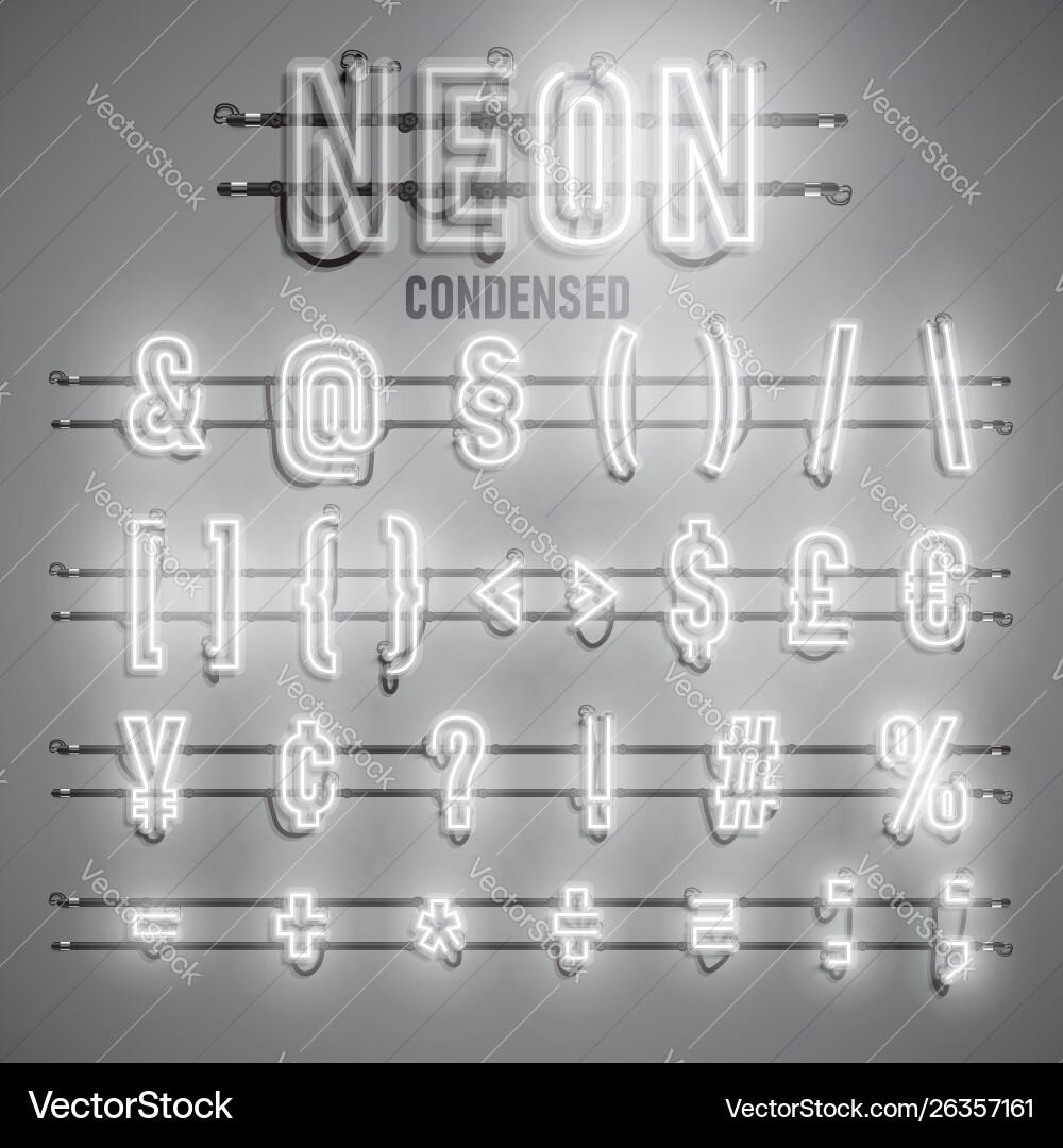 Realistic neon font with wires and console Vector Image