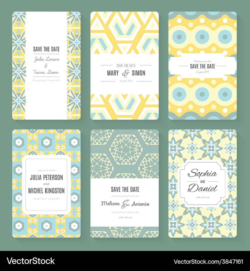 Save the date card collection Vector Image