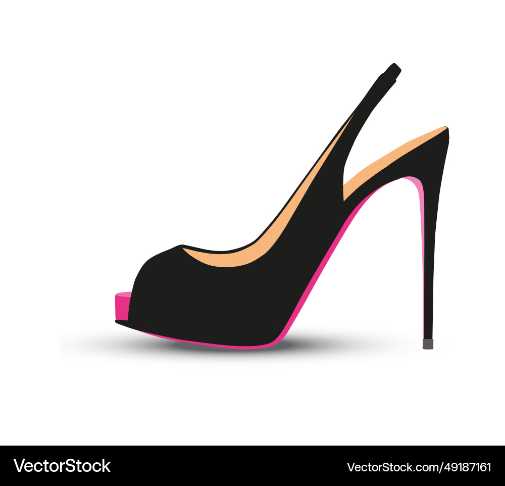 Schwarze Slingback Peep Toe High Heels Pumpe Schwarze Slingback Peep Toe High Heels Pumpe vektorbild