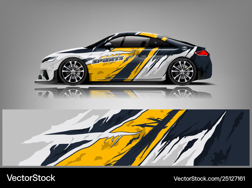 Sport Car Racing Wrap Vector Image