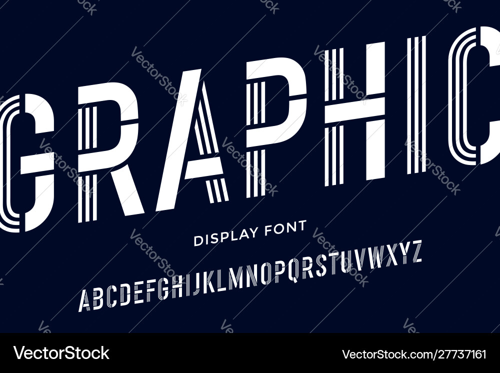 Stencil font black and white condensed alphabet Stencil font black and white condensed alphabet vector image