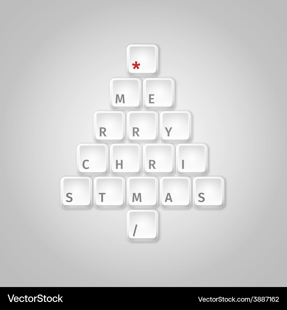 Computer Keyboard Christmas Tree Vector Image