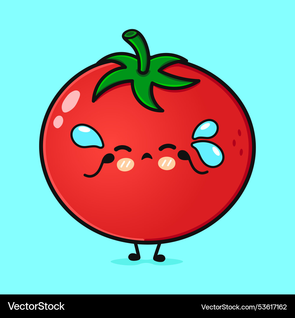 Crying tomato character hand drawn cartoon Crying tomato character hand drawn cartoon vector image